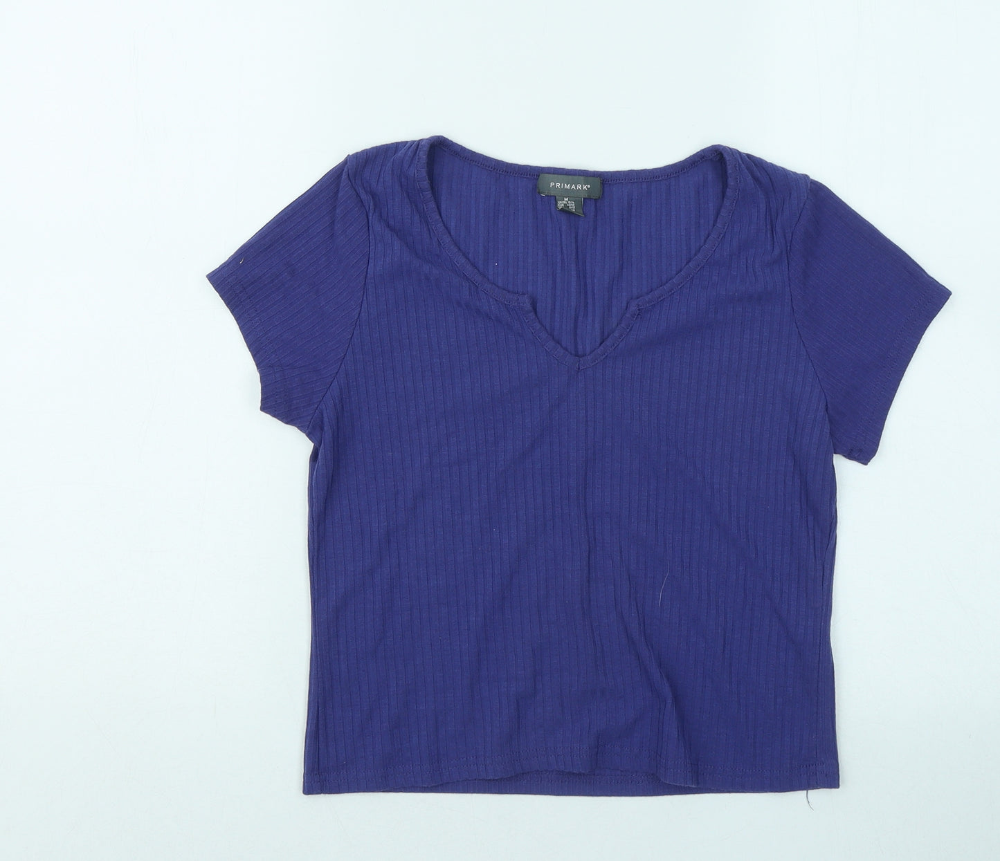 Primark Womens Purple Polyester Basic T-Shirt Size 12 V-Neck - Ribbed
