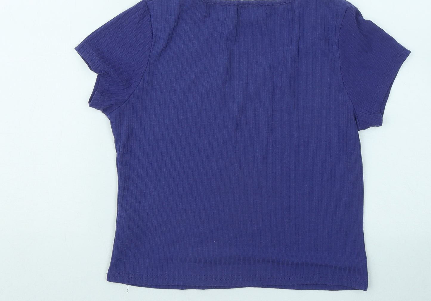 Primark Womens Purple Polyester Basic T-Shirt Size 12 V-Neck - Ribbed