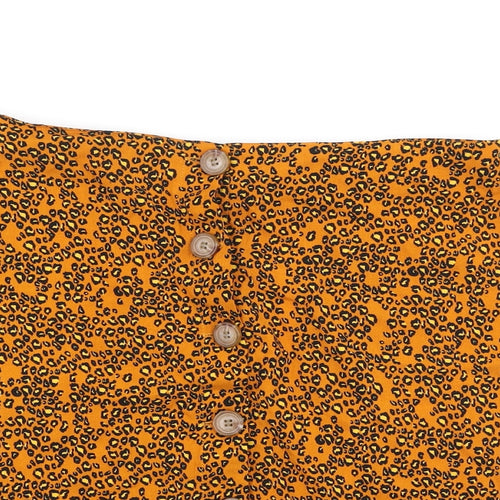 Papaya Womens Orange Animal Print Viscose A-Line Skirt Size 14 Button - Leopard Print