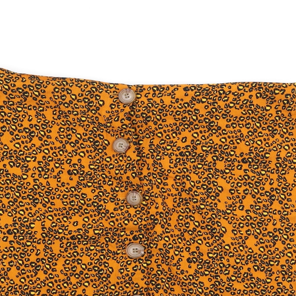 Papaya Womens Orange Animal Print Viscose A-Line Skirt Size 14 Button - Leopard Print