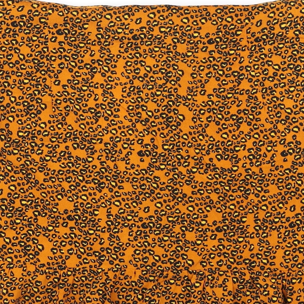 Papaya Womens Orange Animal Print Viscose A-Line Skirt Size 14 Button - Leopard Print