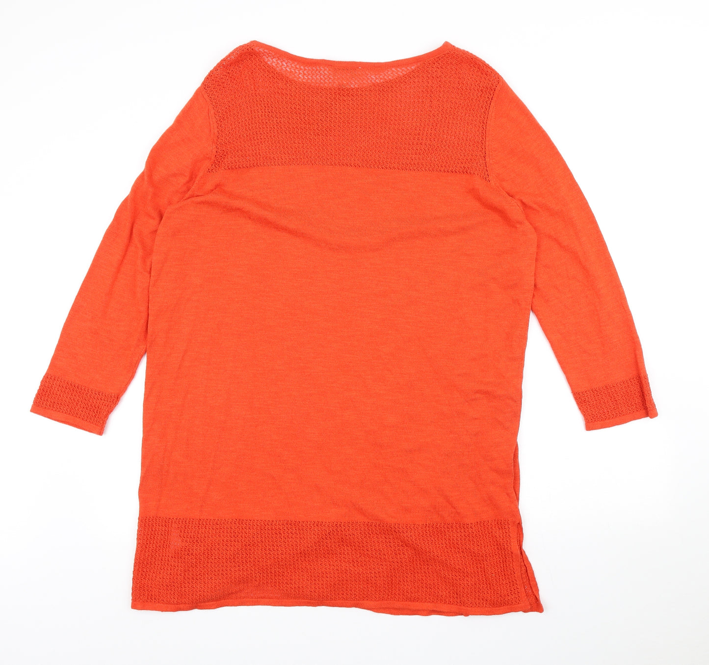 Monsoon Womens Orange Cotton Basic T-Shirt Size 18 Boat Neck