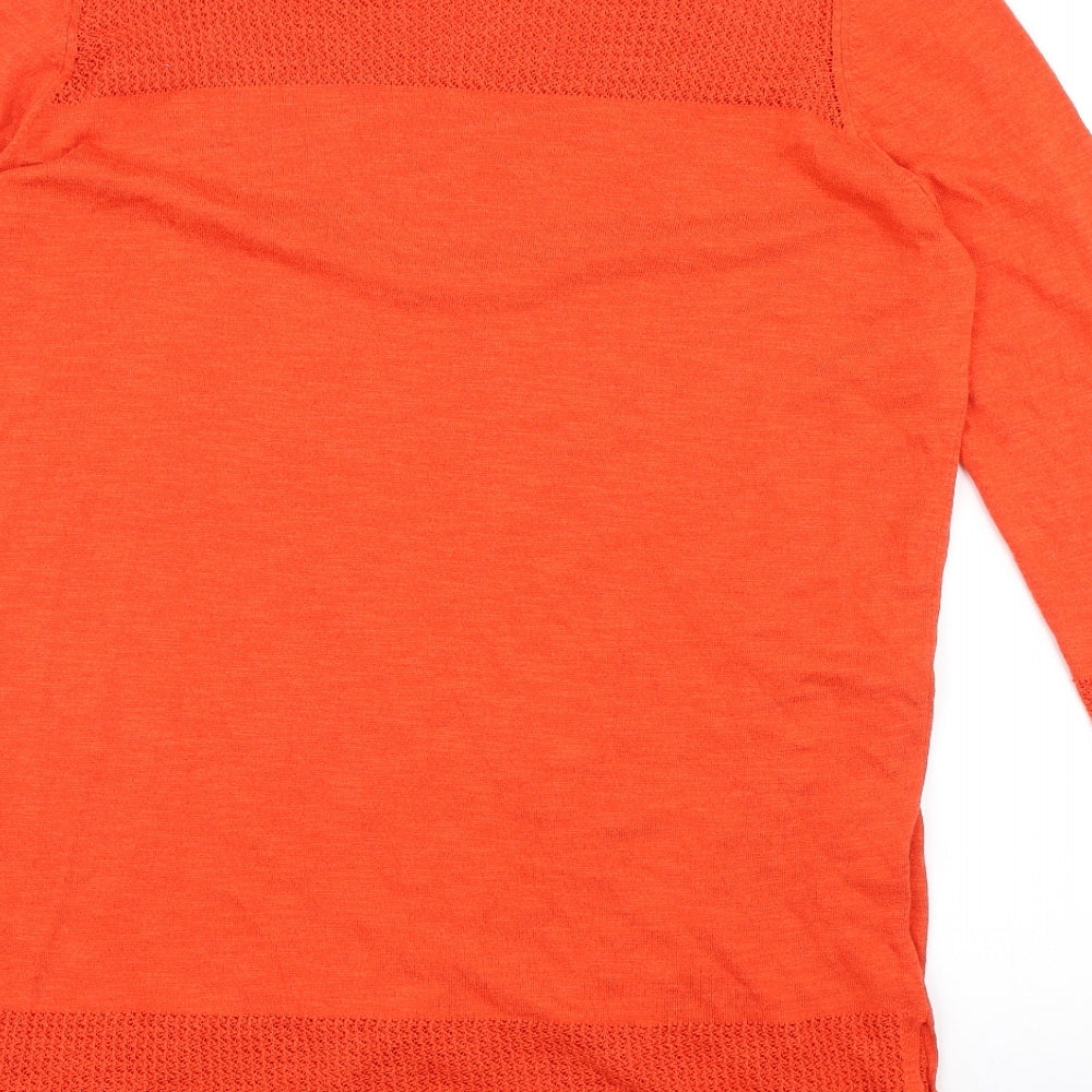 Monsoon Womens Orange Cotton Basic T-Shirt Size 18 Boat Neck