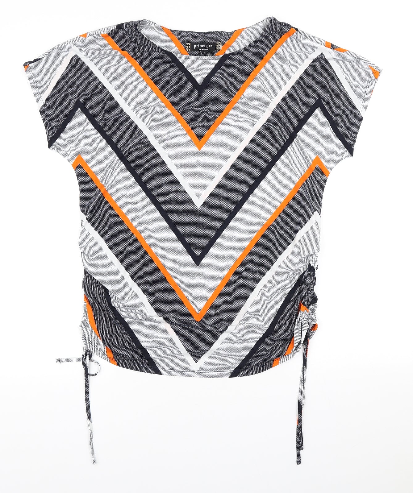 Principles Womens Multicoloured Geometric Polyester Basic T-Shirt Size 18 Scoop Neck - Ruched sides