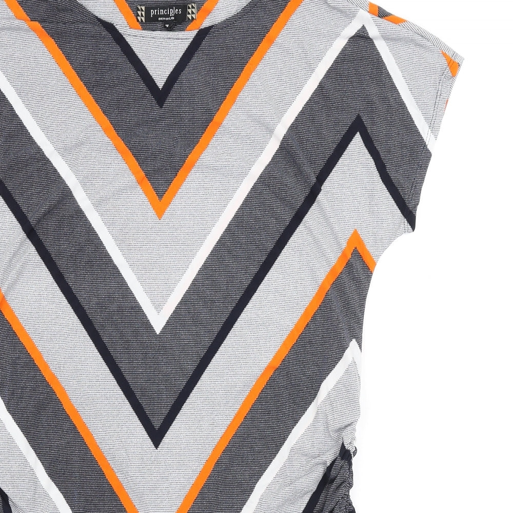 Principles Womens Multicoloured Geometric Polyester Basic T-Shirt Size 18 Scoop Neck - Ruched sides