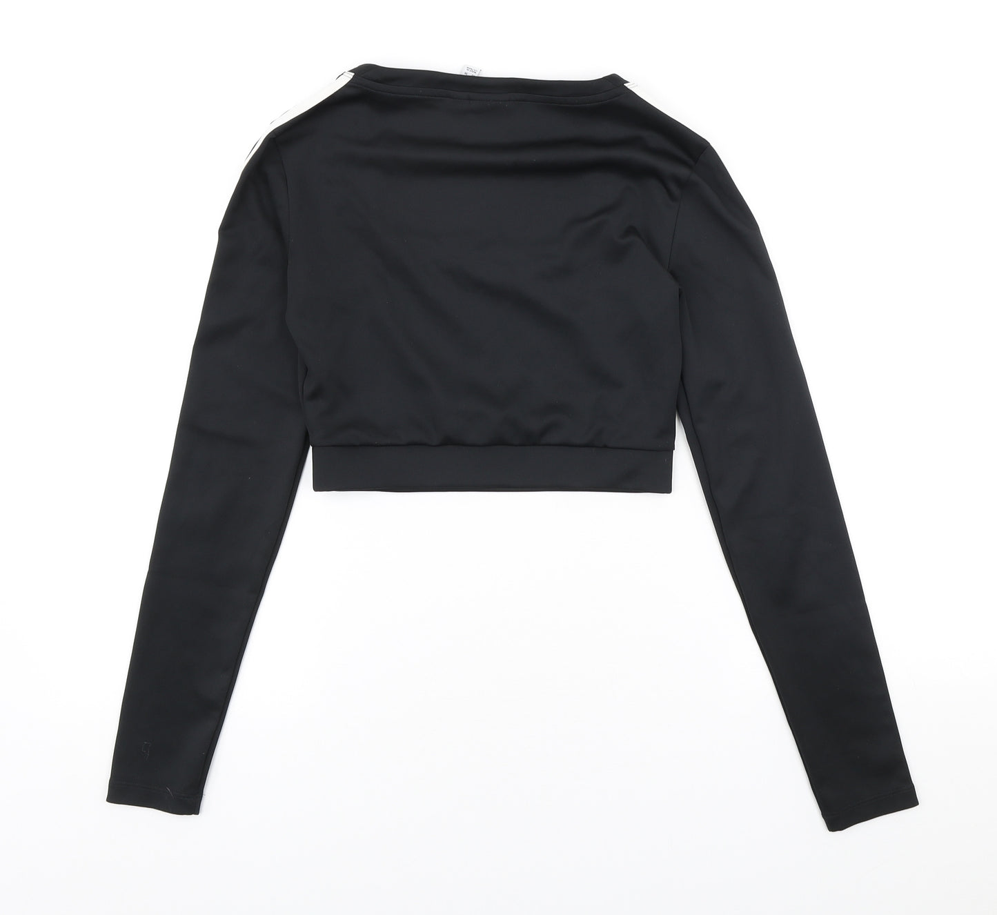 adidas Womens Black Polyester Cropped T-Shirt Size 6 Square Neck Pullover