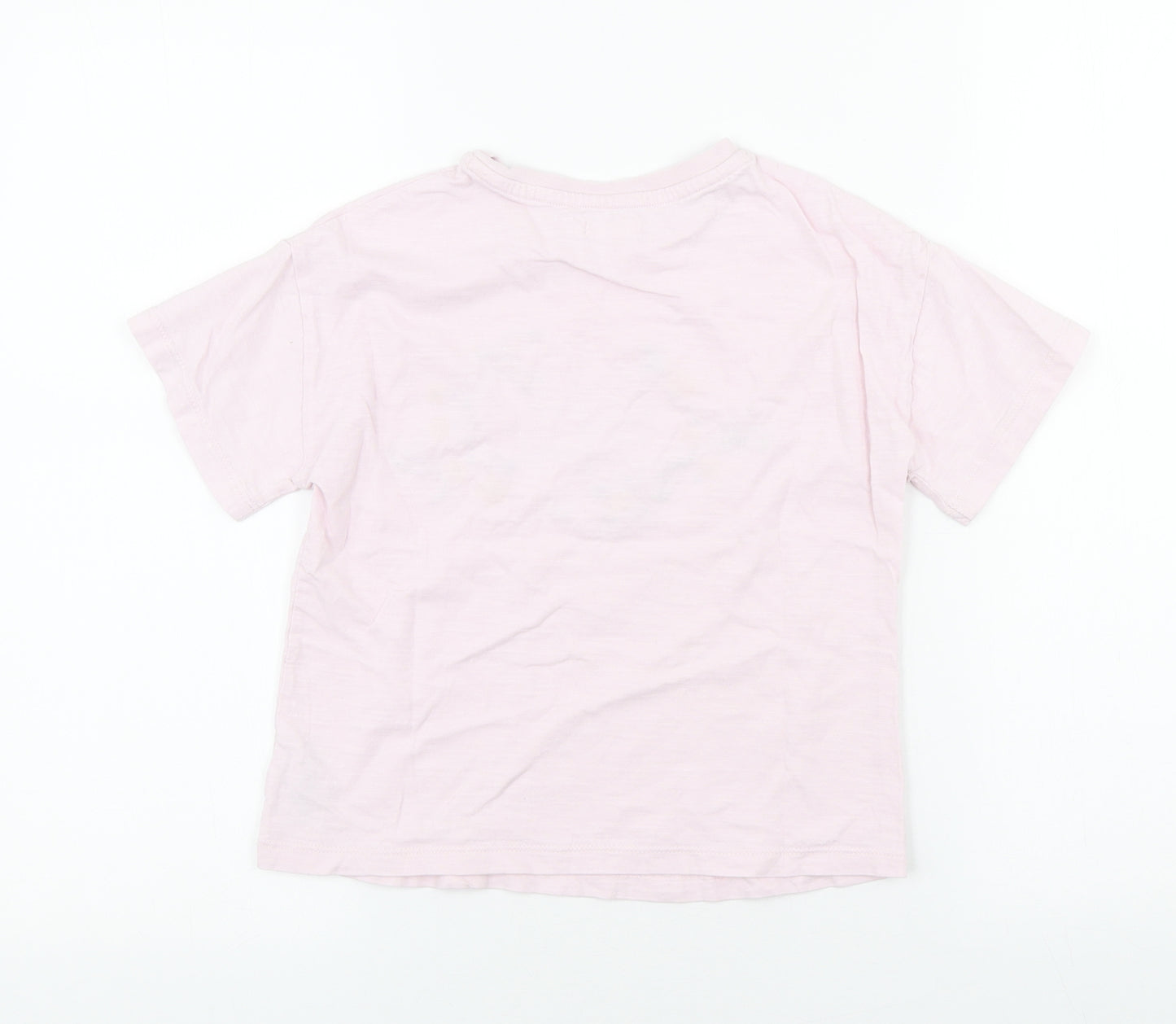 NEXT Girls Pink Cotton Basic T-Shirt Size 6-7 Years Scoop Neck Pullover - Let Love Grow
