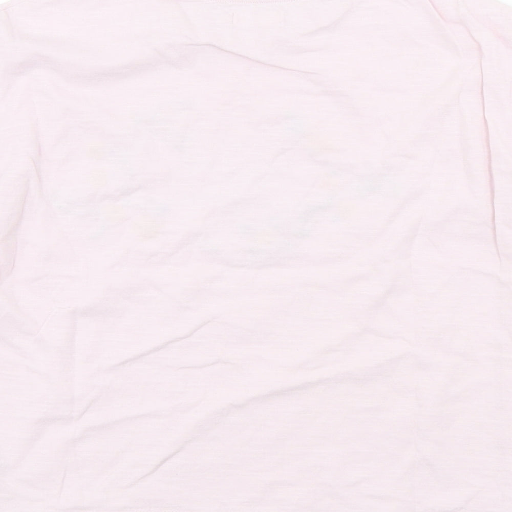 NEXT Girls Pink Cotton Basic T-Shirt Size 6-7 Years Scoop Neck Pullover - Let Love Grow