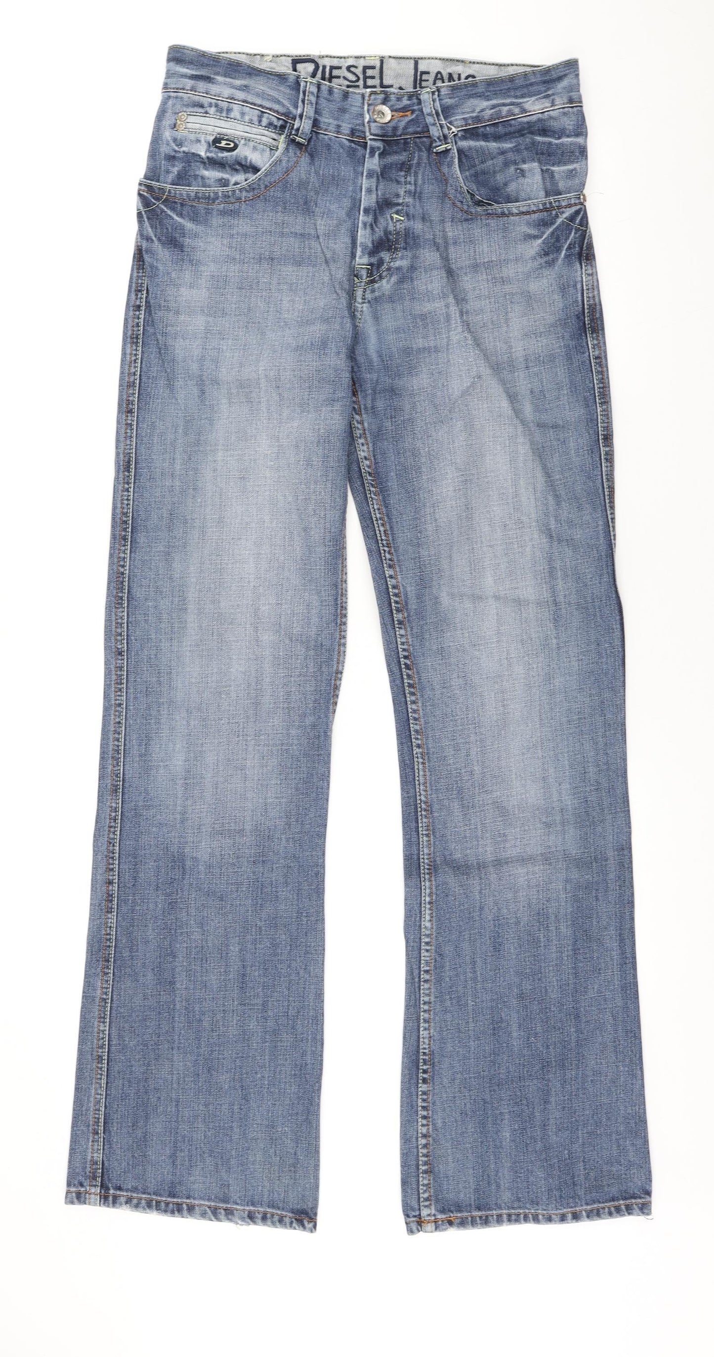 Diesel Mens Blue Cotton Straight Jeans Size 30 L34 in Regular Button