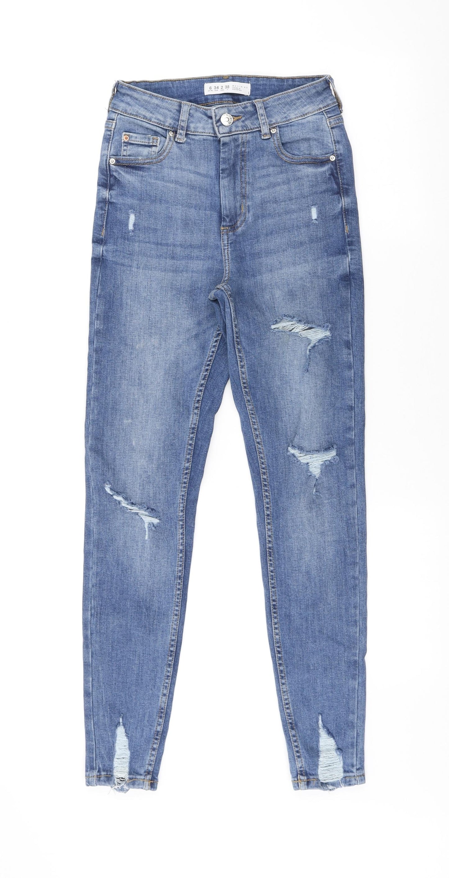 Denim & Co. Womens Blue Cotton Skinny Jeans Size 6 L27 in Regular Button
