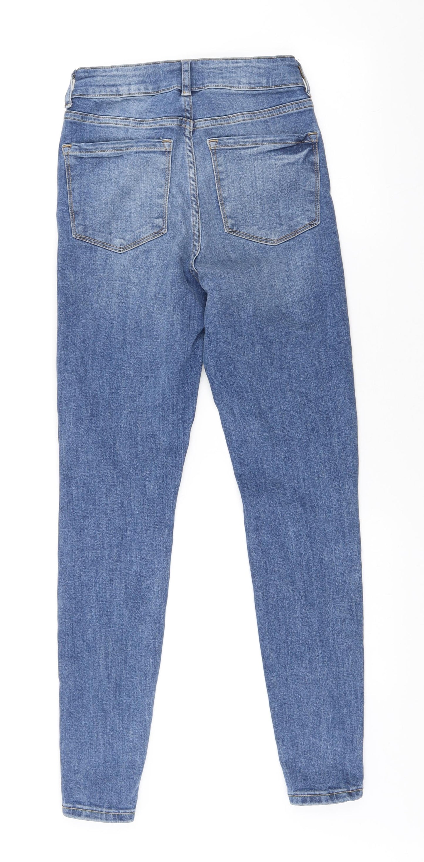 Denim & Co. Womens Blue Cotton Skinny Jeans Size 6 L27 in Regular Button