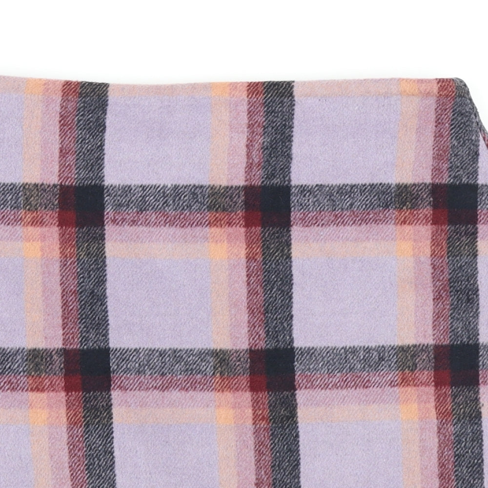 TU Womens Purple Plaid Polyester A-Line Skirt Size 8 Zip