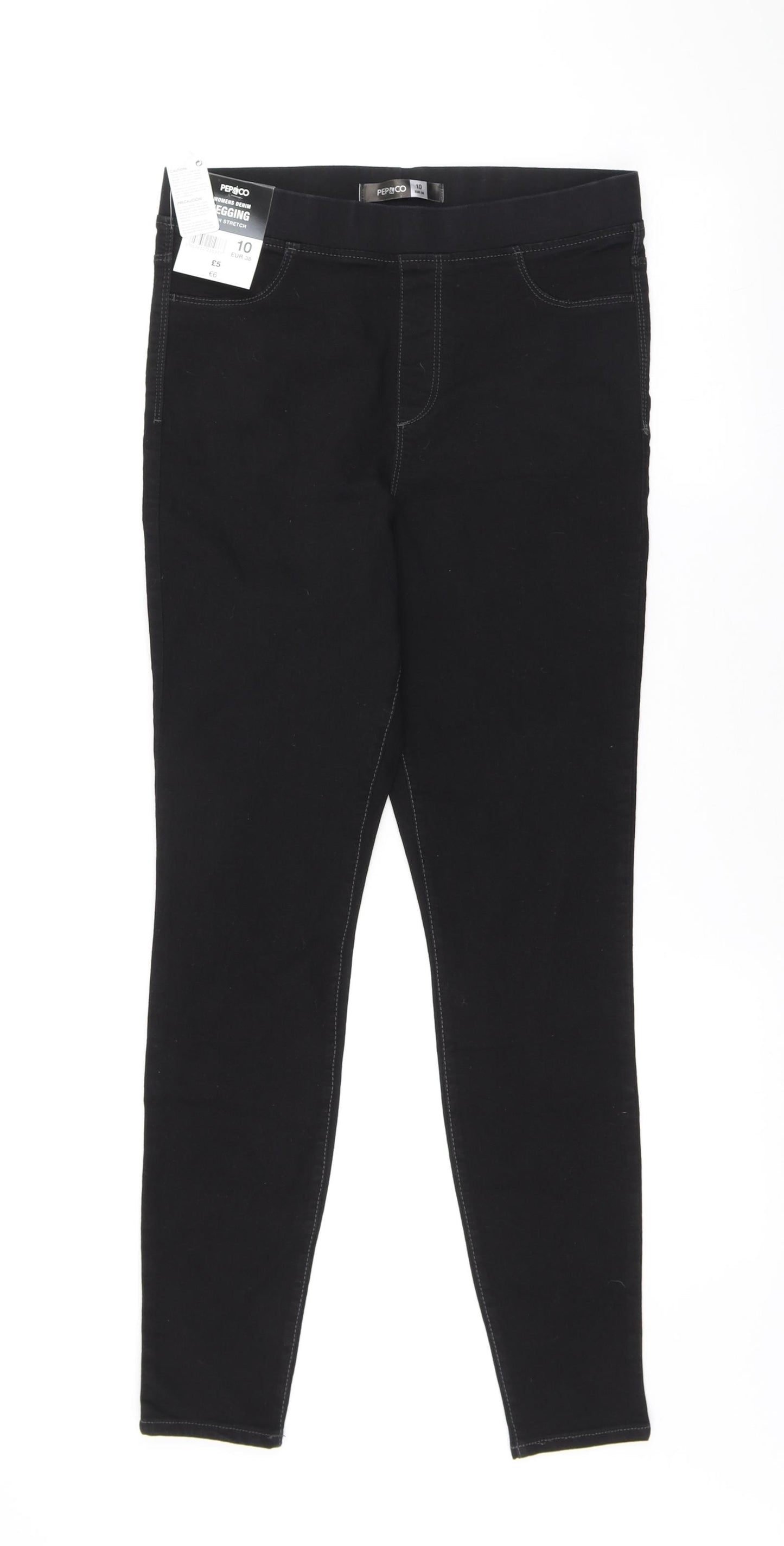 Pep&Co Womens Black Cotton Jegging Jeans Size 10 L28 in Regular