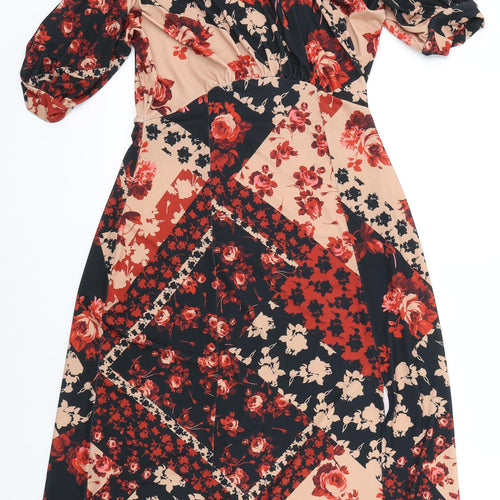 Oasis Womens Multicoloured Floral Polyester A-Line Size S Scoop Neck Pullover