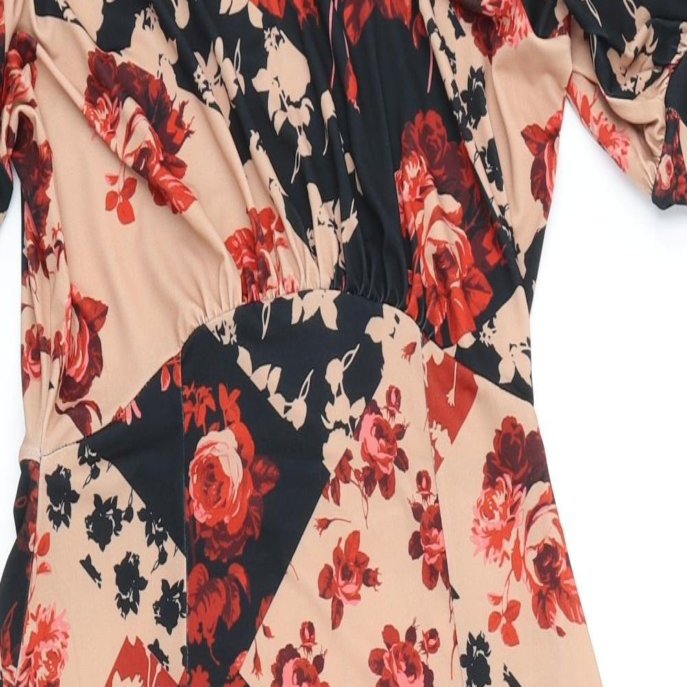 Oasis Womens Multicoloured Floral Polyester A-Line Size S Scoop Neck Pullover