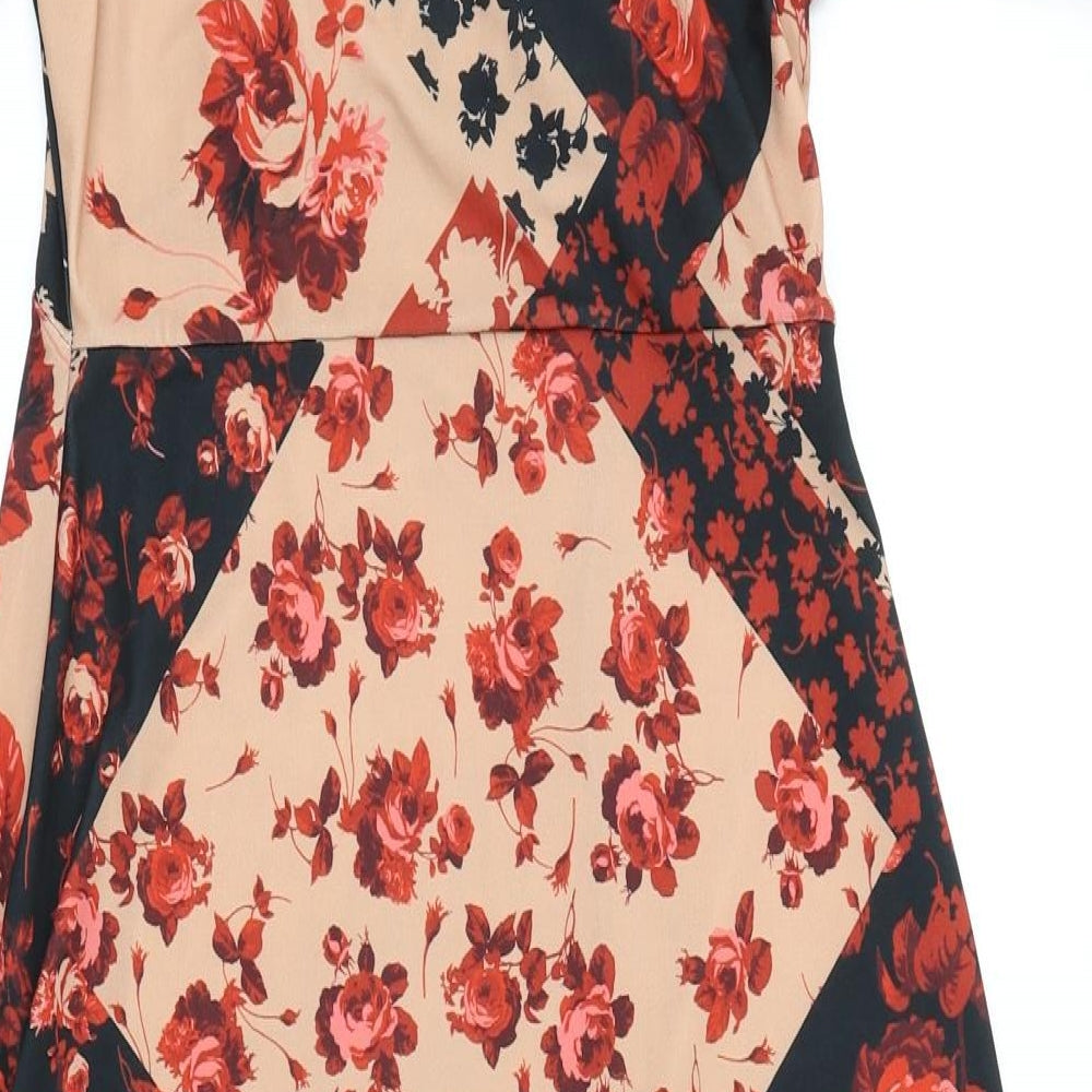 Oasis Womens Multicoloured Floral Polyester A-Line Size S Scoop Neck Pullover