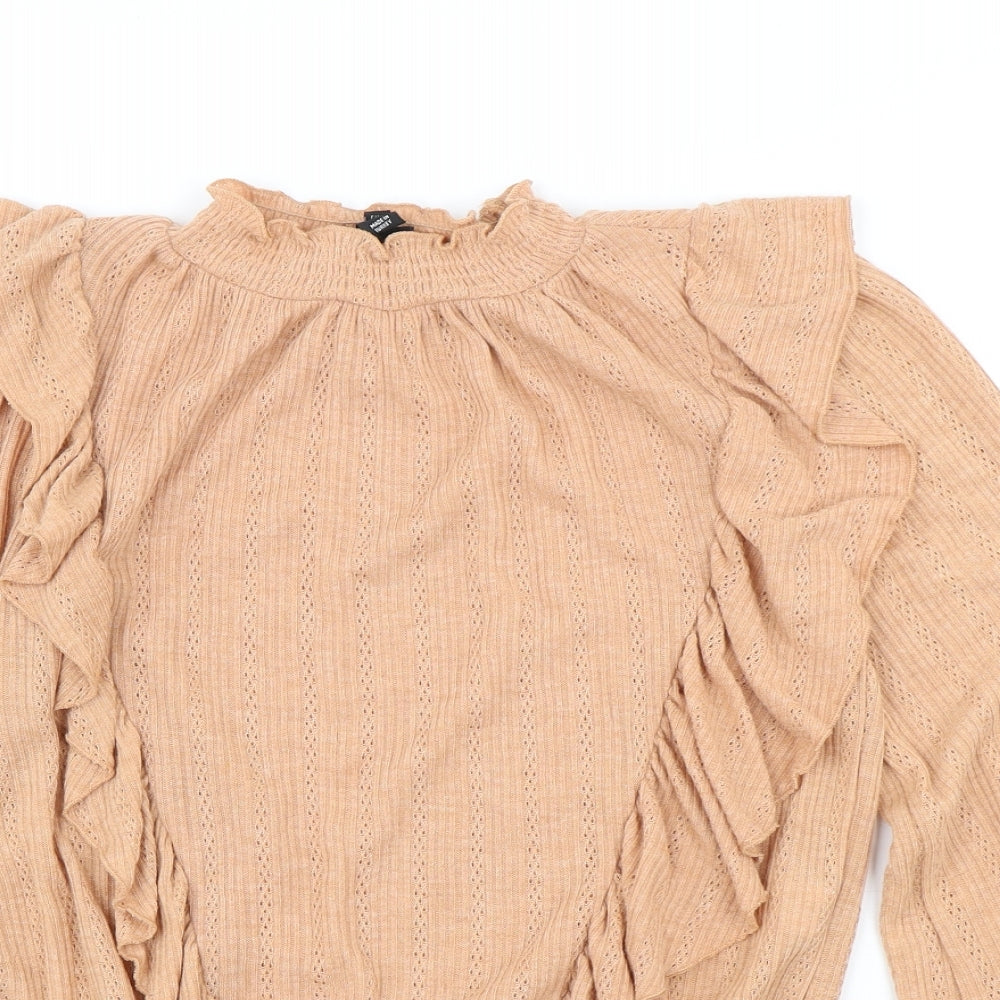 River Island Womens Pink Polyester Basic T-Shirt Size 8 High Neck