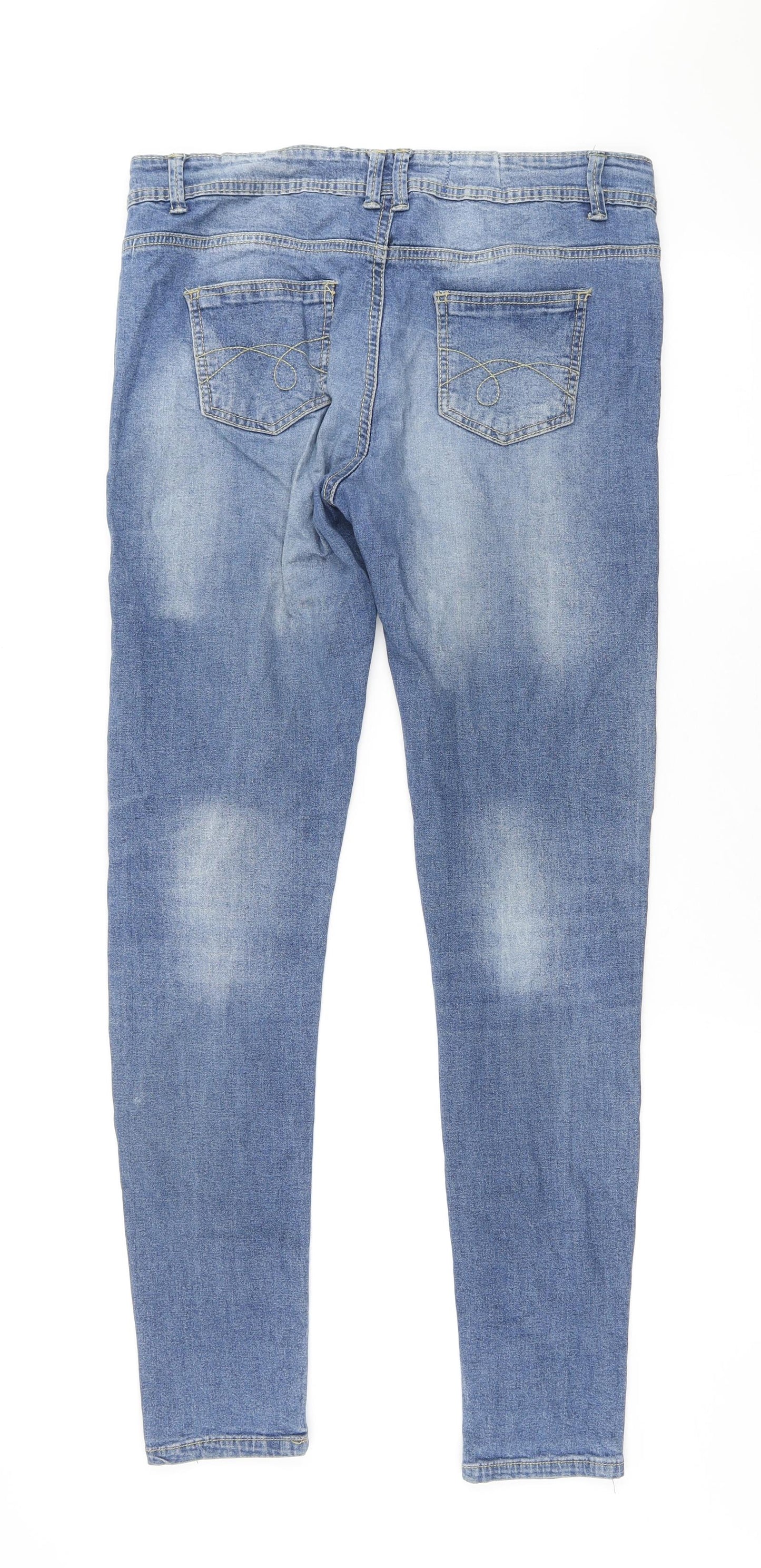 Dunnes Stores Womens Blue Cotton Skinny Jeans Size 14 L29 in Regular Button