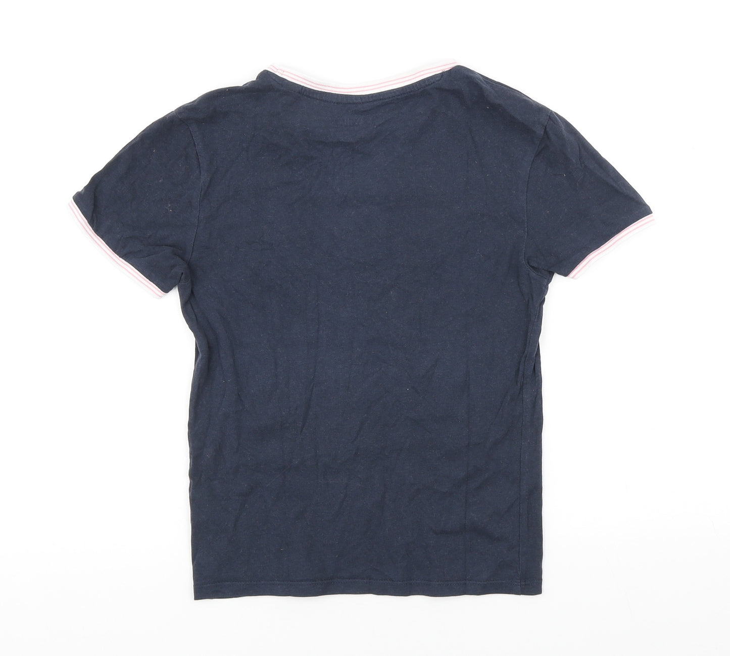 Jack Wills Womens Blue Cotton Basic T-Shirt Size 4 Crew Neck