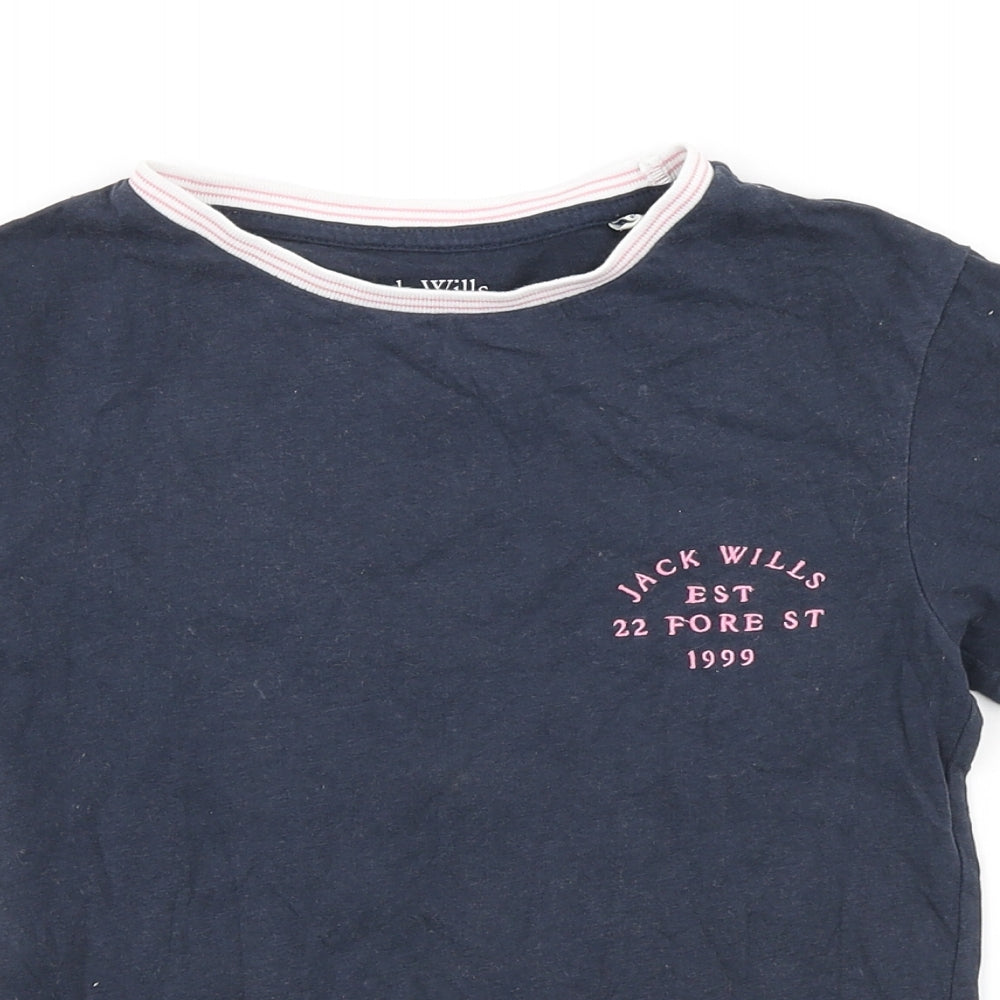 Jack Wills Womens Blue Cotton Basic T-Shirt Size 4 Crew Neck