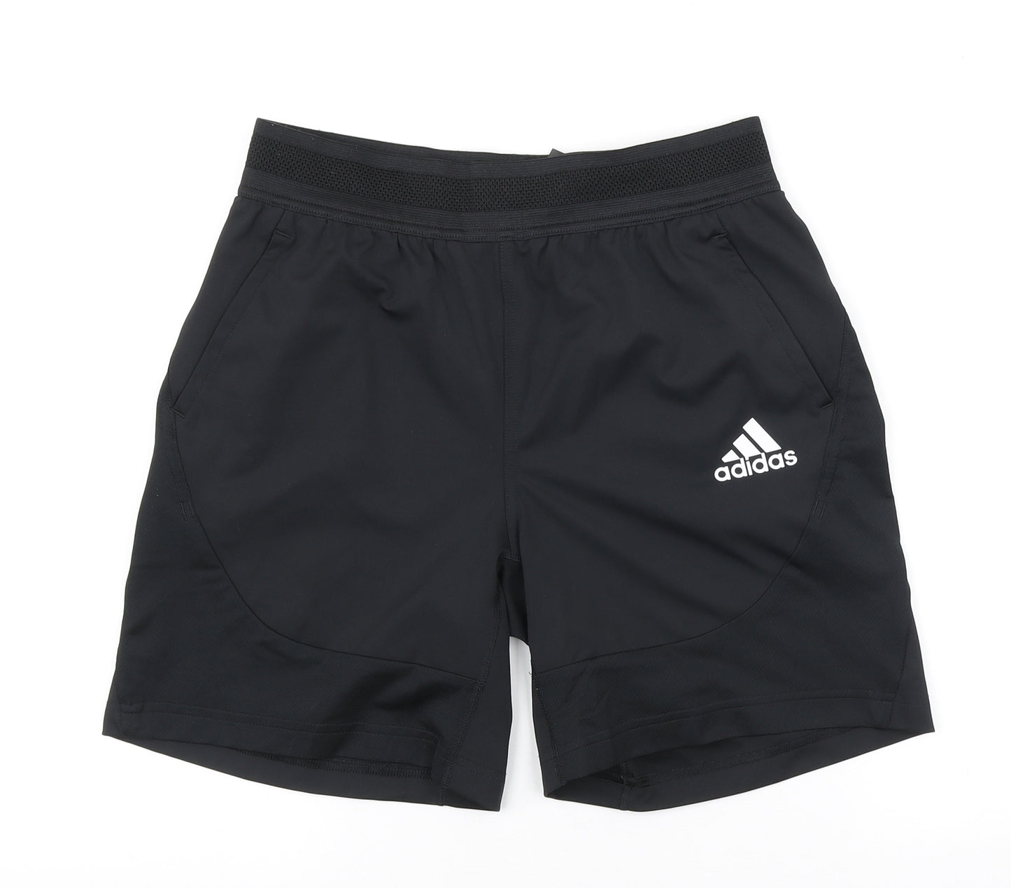 adidas Boys Black Polyester Sweat Shorts Size 13-14 Years Regular Drawstring