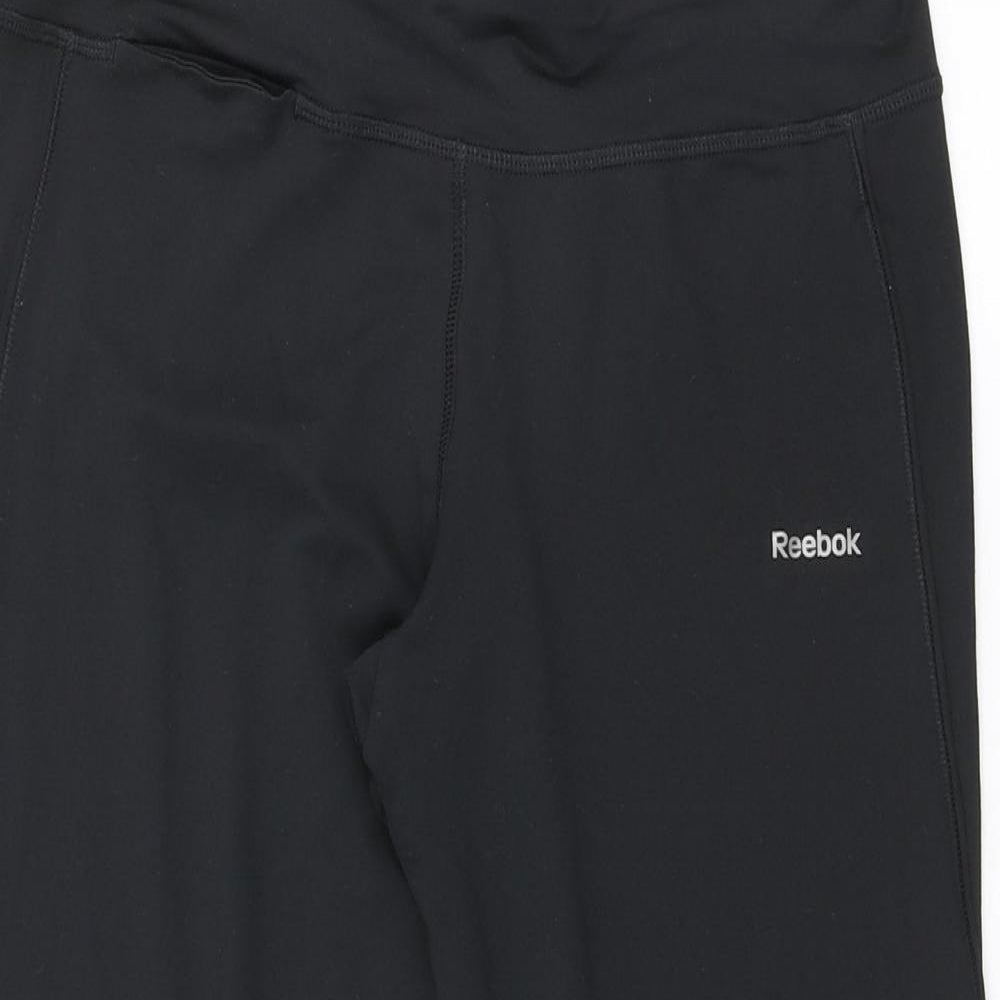 Reebok Womens Black Polyester Cropped Leggings Size M L20 in Regular Pullover