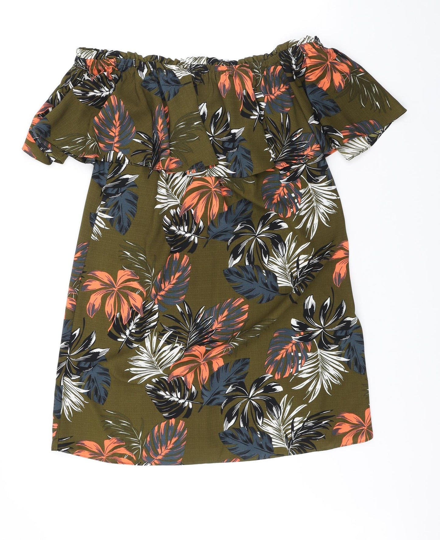 Peacocks Womens Multicoloured Geometric Polyester A-Line Size 14 Off the Shoulder Pullover