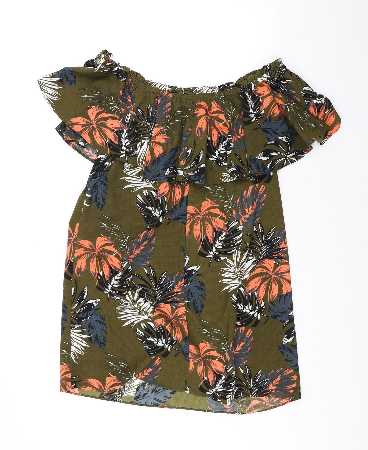 Peacocks Womens Multicoloured Geometric Polyester A-Line Size 14 Off the Shoulder Pullover