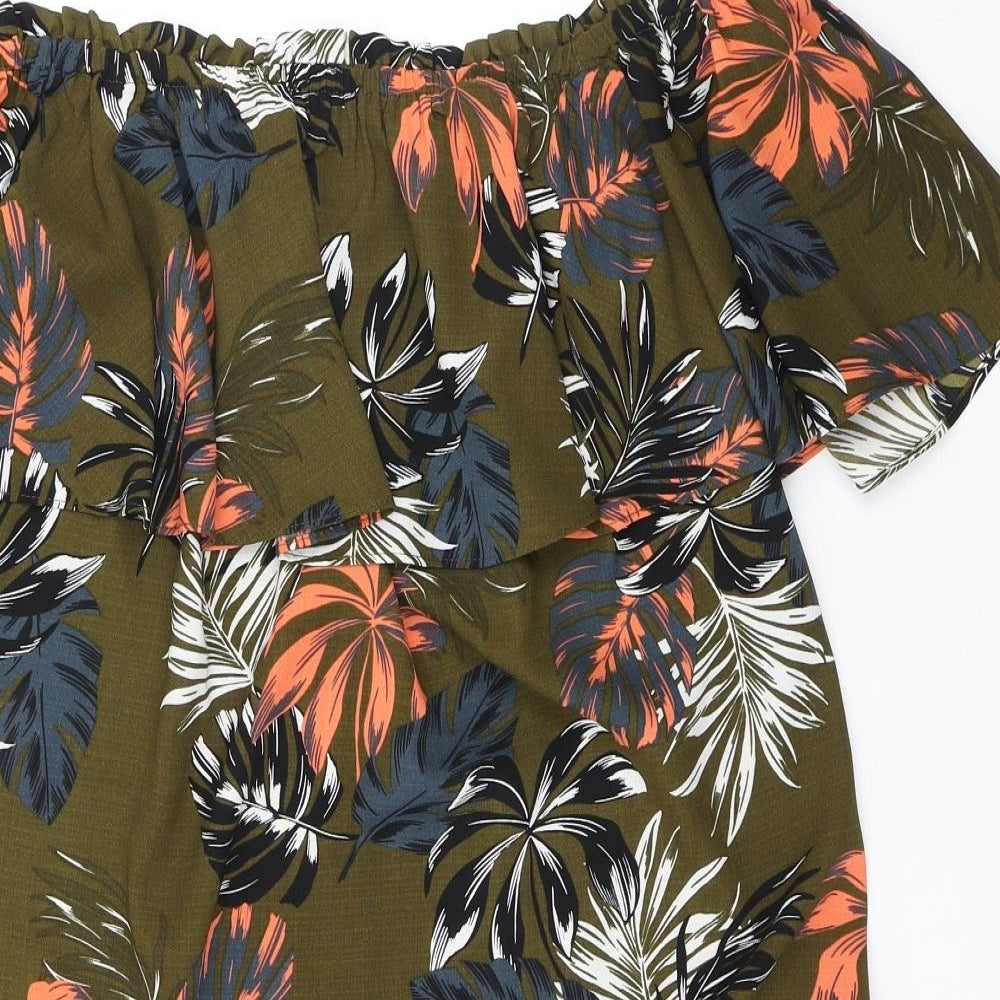 Peacocks Womens Multicoloured Geometric Polyester A-Line Size 14 Off the Shoulder Pullover