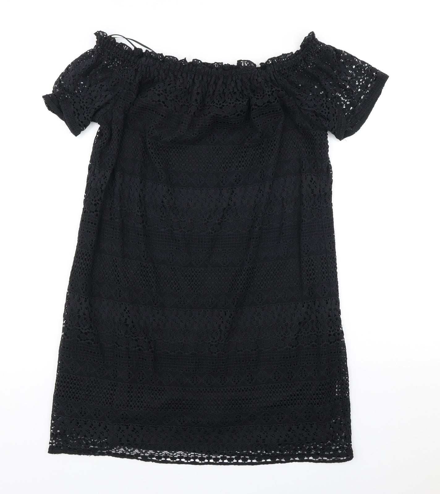 F&F Womens Black Polyester Shift Size 12 Off the Shoulder Pullover