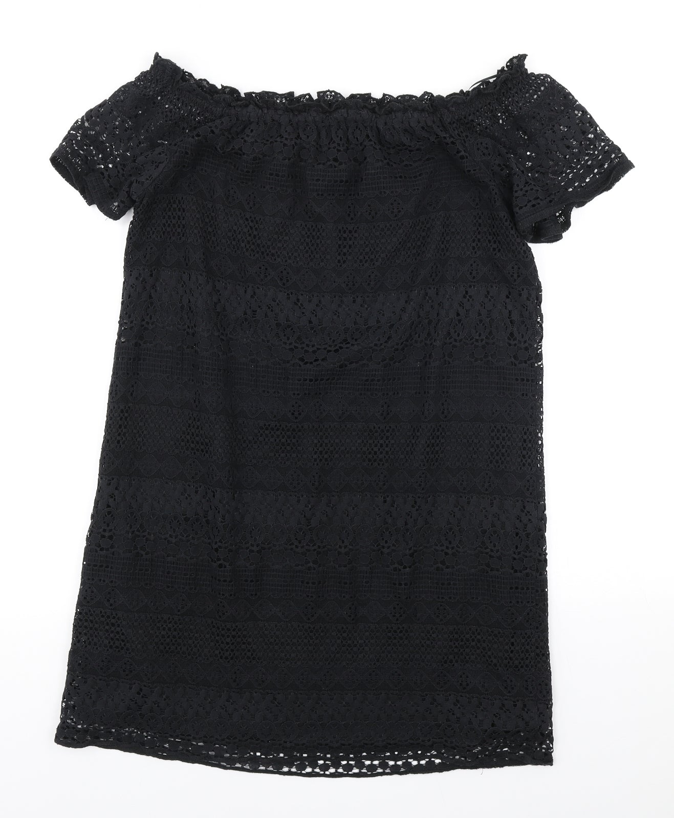 F&F Womens Black Polyester Shift Size 12 Off the Shoulder Pullover