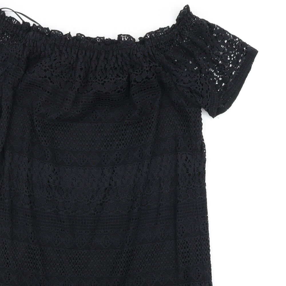 F&F Womens Black Polyester Shift Size 12 Off the Shoulder Pullover