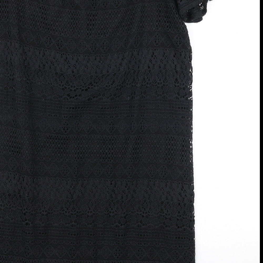 F&F Womens Black Polyester Shift Size 12 Off the Shoulder Pullover