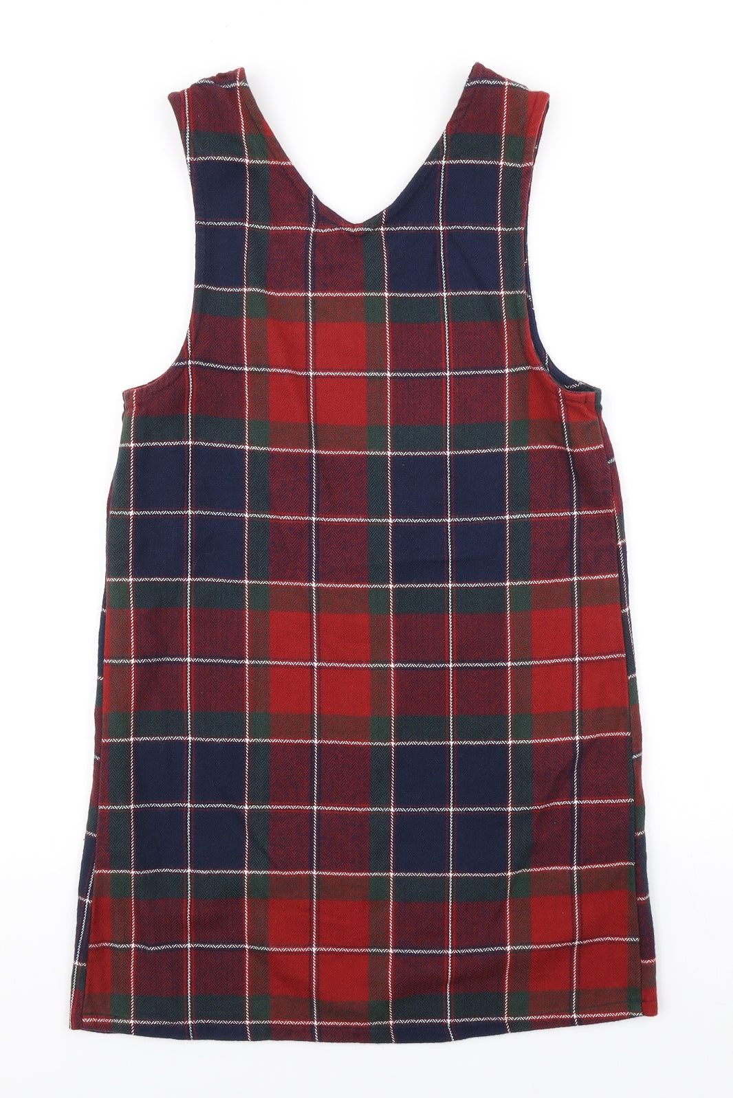 TU Girls Multicoloured Plaid Cotton Tank Dress Size 12 Years Collared Pullover