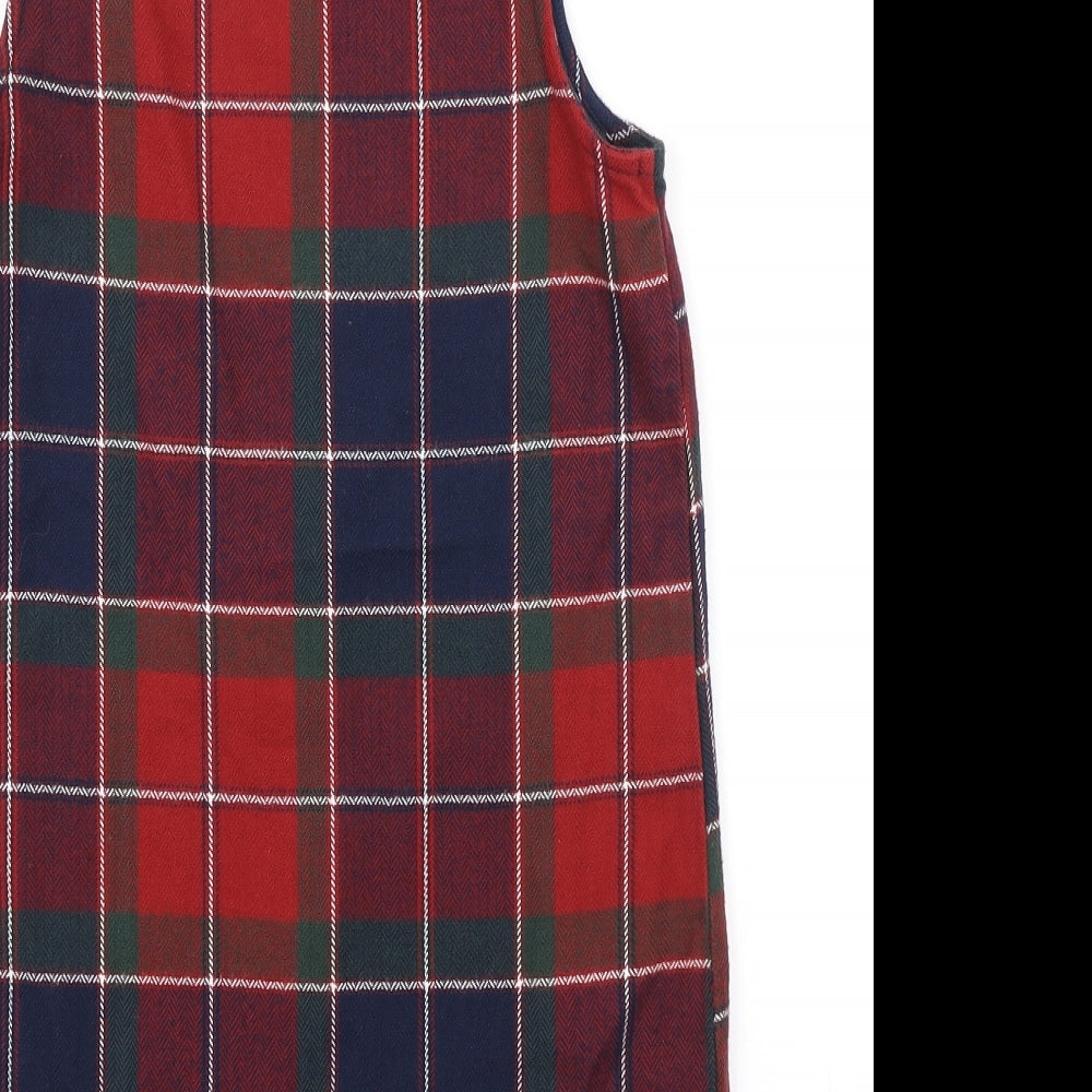 TU Girls Multicoloured Plaid Cotton Tank Dress Size 12 Years Collared Pullover