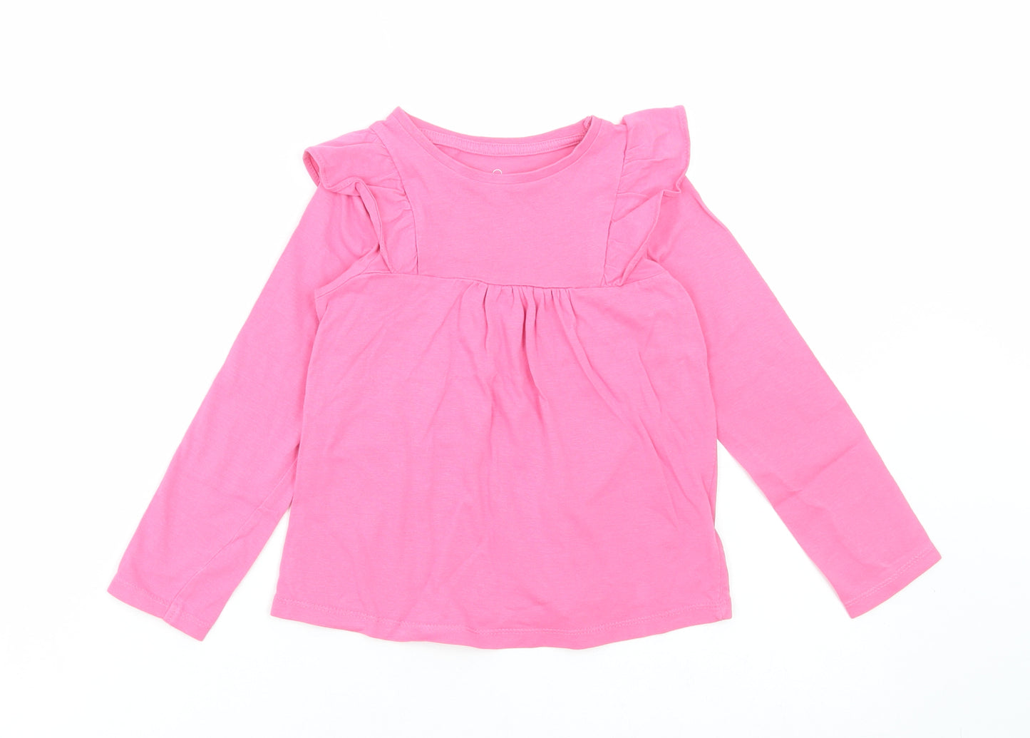 Mothercare Girls Pink Cotton Basic T-Shirt Size 3-4 Years Round Neck Pullover
