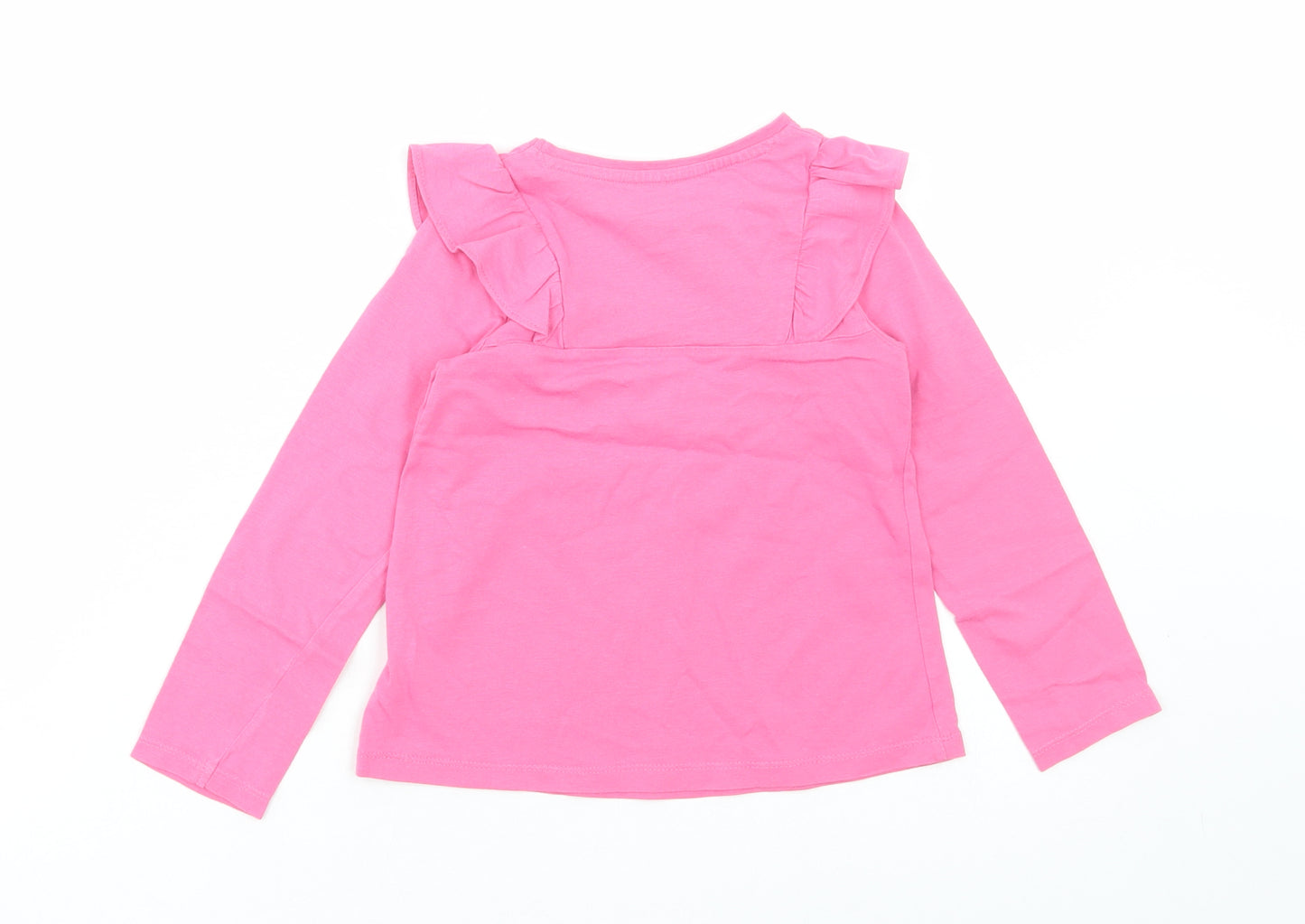 Mothercare Girls Pink Cotton Basic T-Shirt Size 3-4 Years Round Neck Pullover