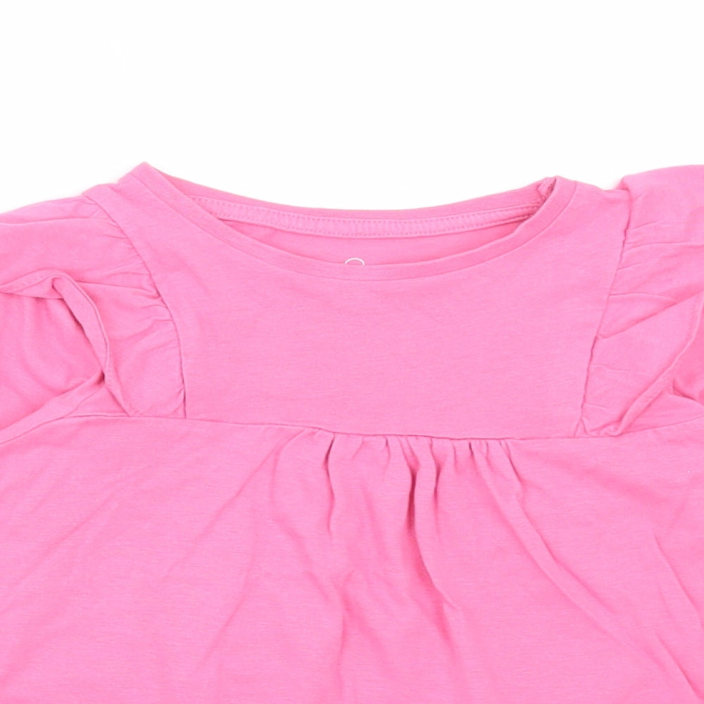 Mothercare Girls Pink Cotton Basic T-Shirt Size 3-4 Years Round Neck Pullover