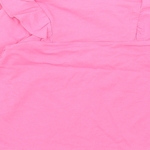 Mothercare Girls Pink Cotton Basic T-Shirt Size 3-4 Years Round Neck Pullover
