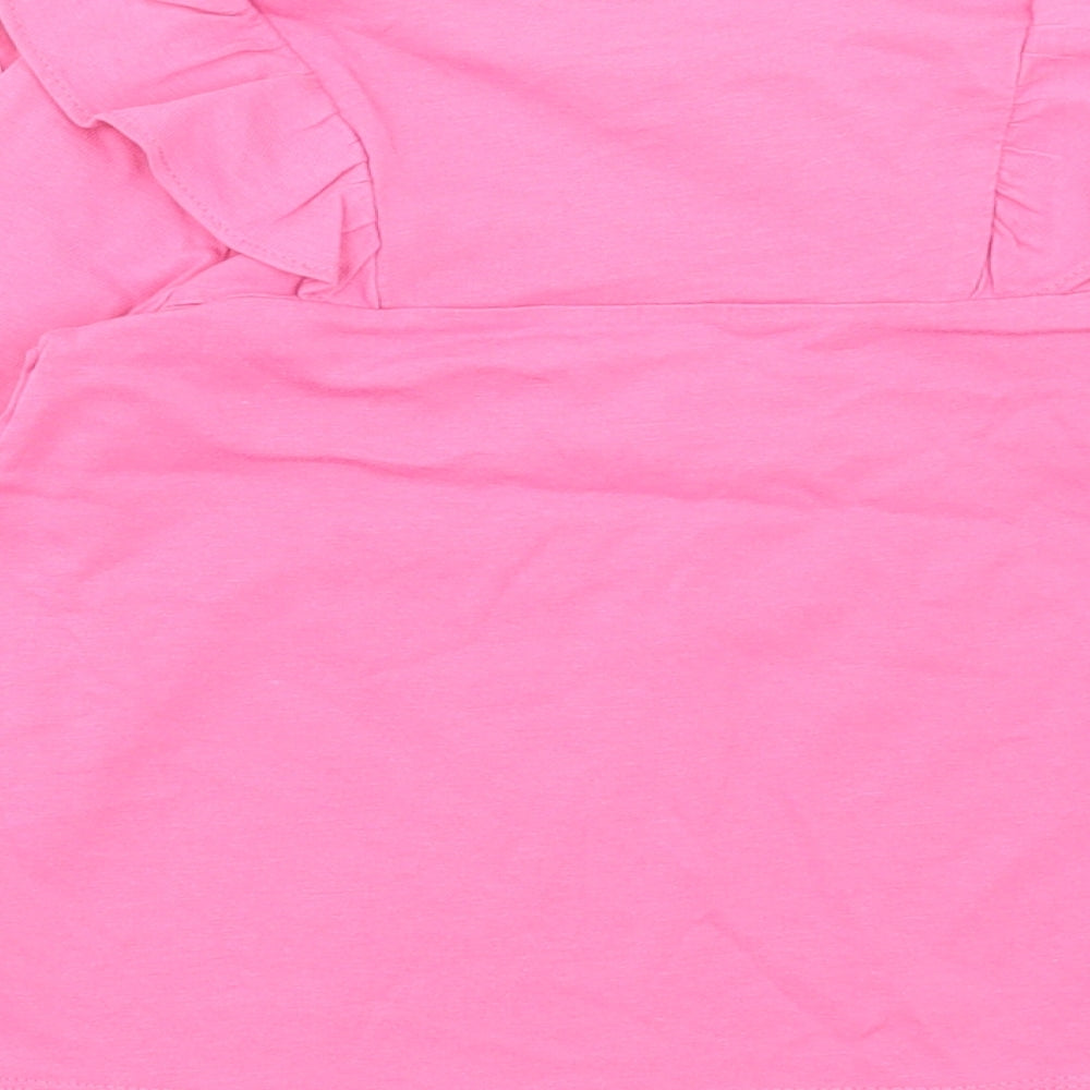Mothercare Girls Pink Cotton Basic T-Shirt Size 3-4 Years Round Neck Pullover