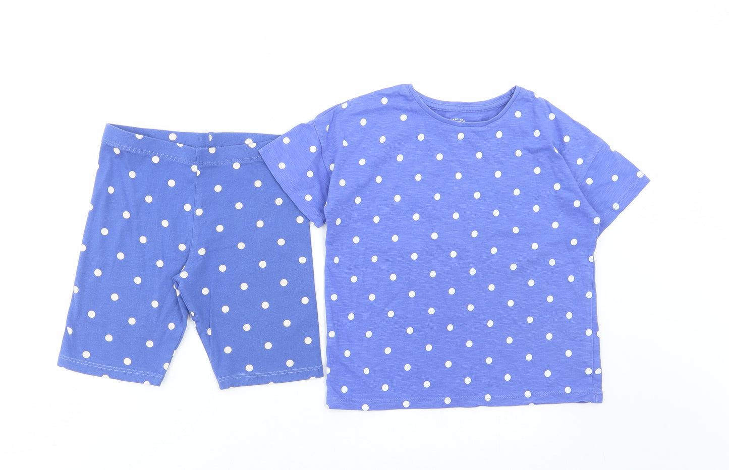 F&F Girls Blue Spotted Cotton Shorts Outfit/Set Size 5-6 Years Pullover
