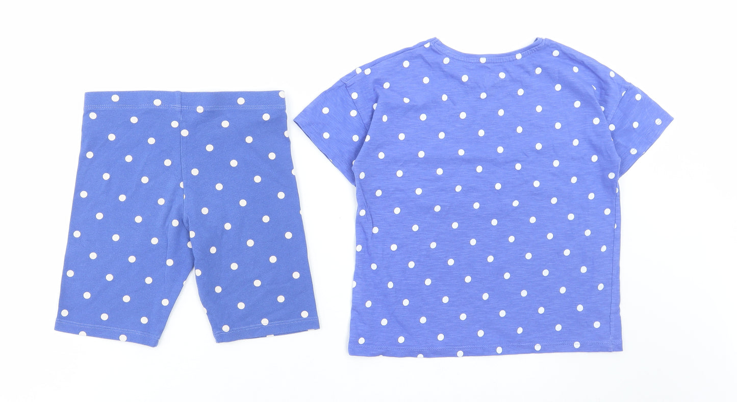 F&F Girls Blue Spotted Cotton Shorts Outfit/Set Size 5-6 Years Pullover