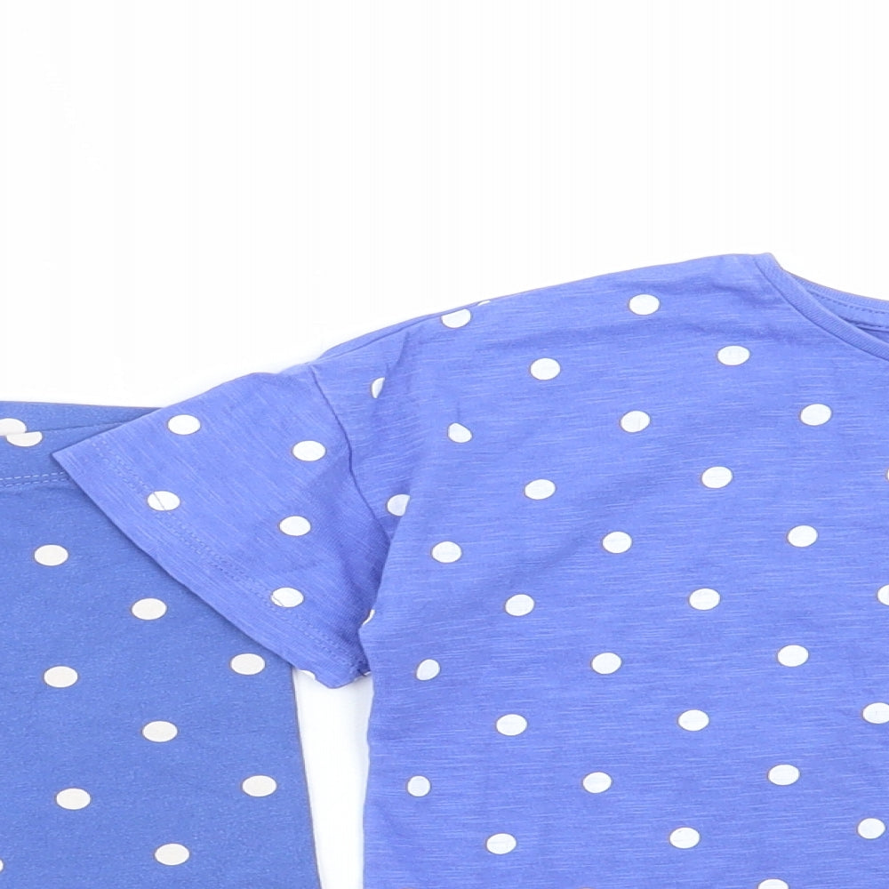 F&F Girls Blue Spotted Cotton Shorts Outfit/Set Size 5-6 Years Pullover