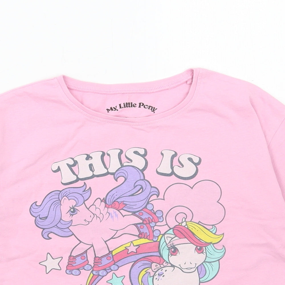 NEXT Girls Pink Cotton Basic T-Shirt Size 5-6 Years Round Neck Pullover - My Little Pony