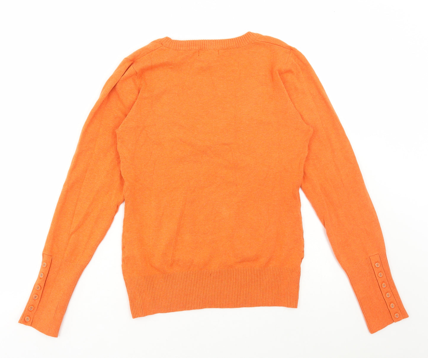 Savida Womens Orange Scoop Neck Cotton Pullover Jumper Size 14