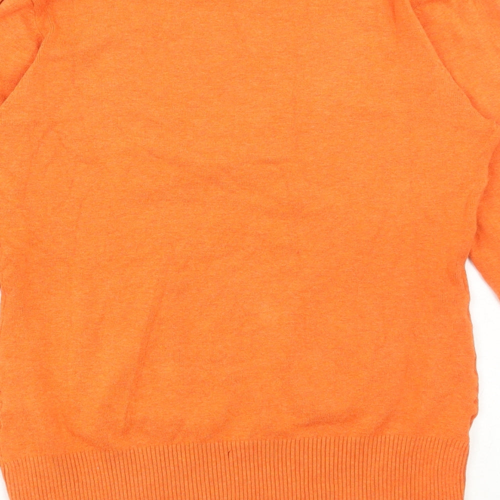 Savida Womens Orange Scoop Neck Cotton Pullover Jumper Size 14