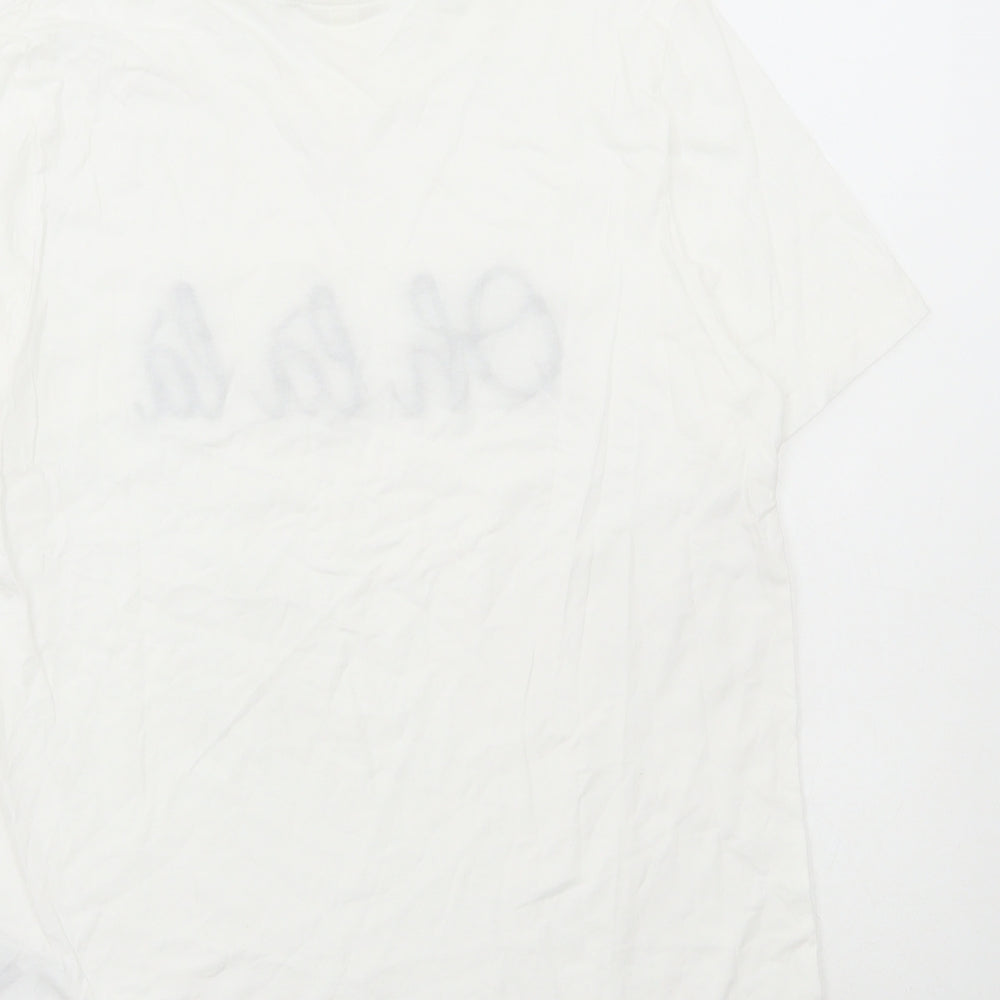 H&M Womens White Cotton Basic T-Shirt Size S Round Neck - Oh La La