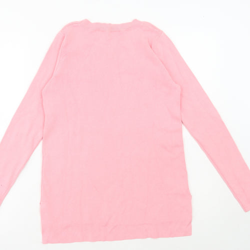 Oasis Womens Pink Round Neck Cotton Pullover Jumper Size XS