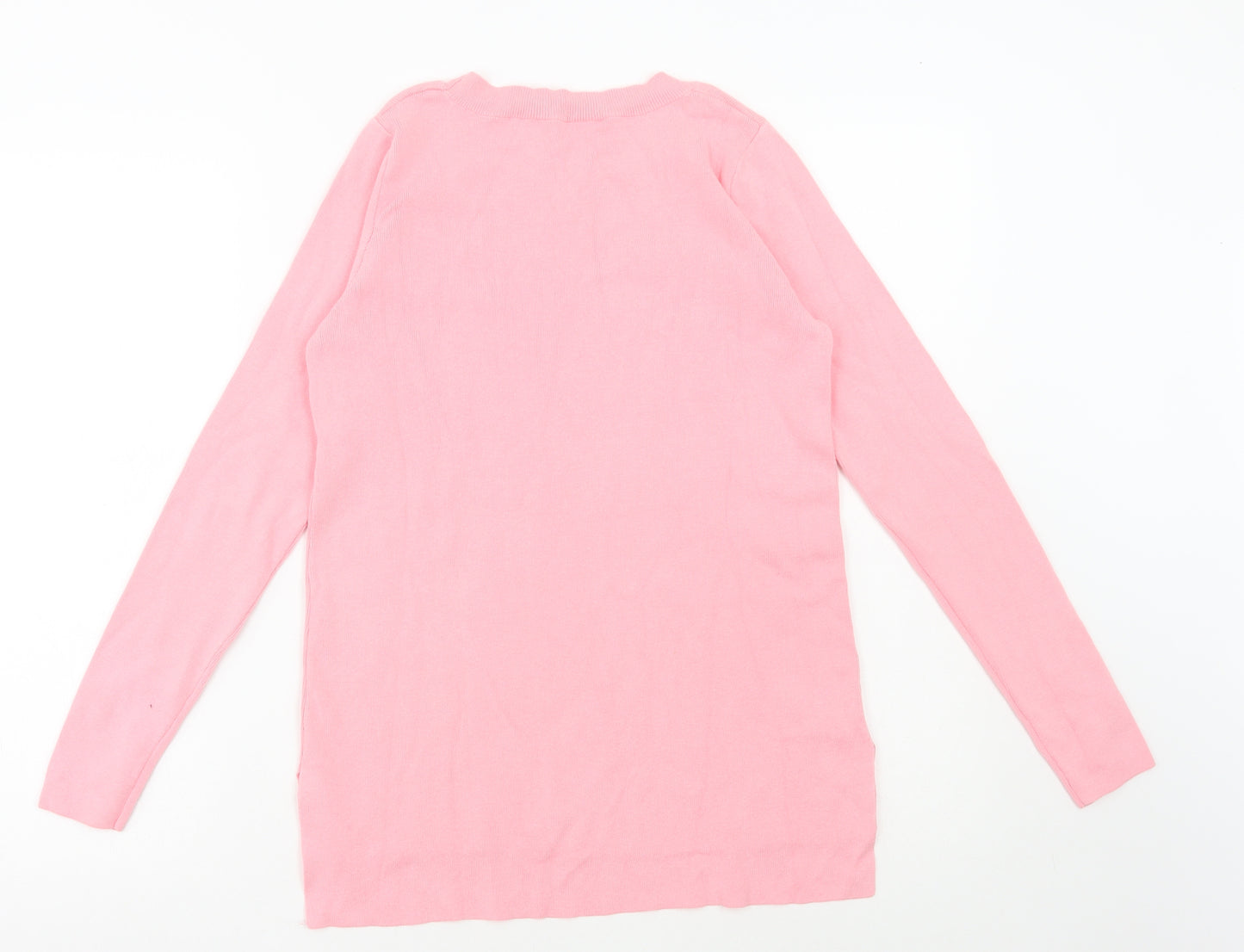 Oasis Womens Pink Round Neck Cotton Pullover Jumper Size XS