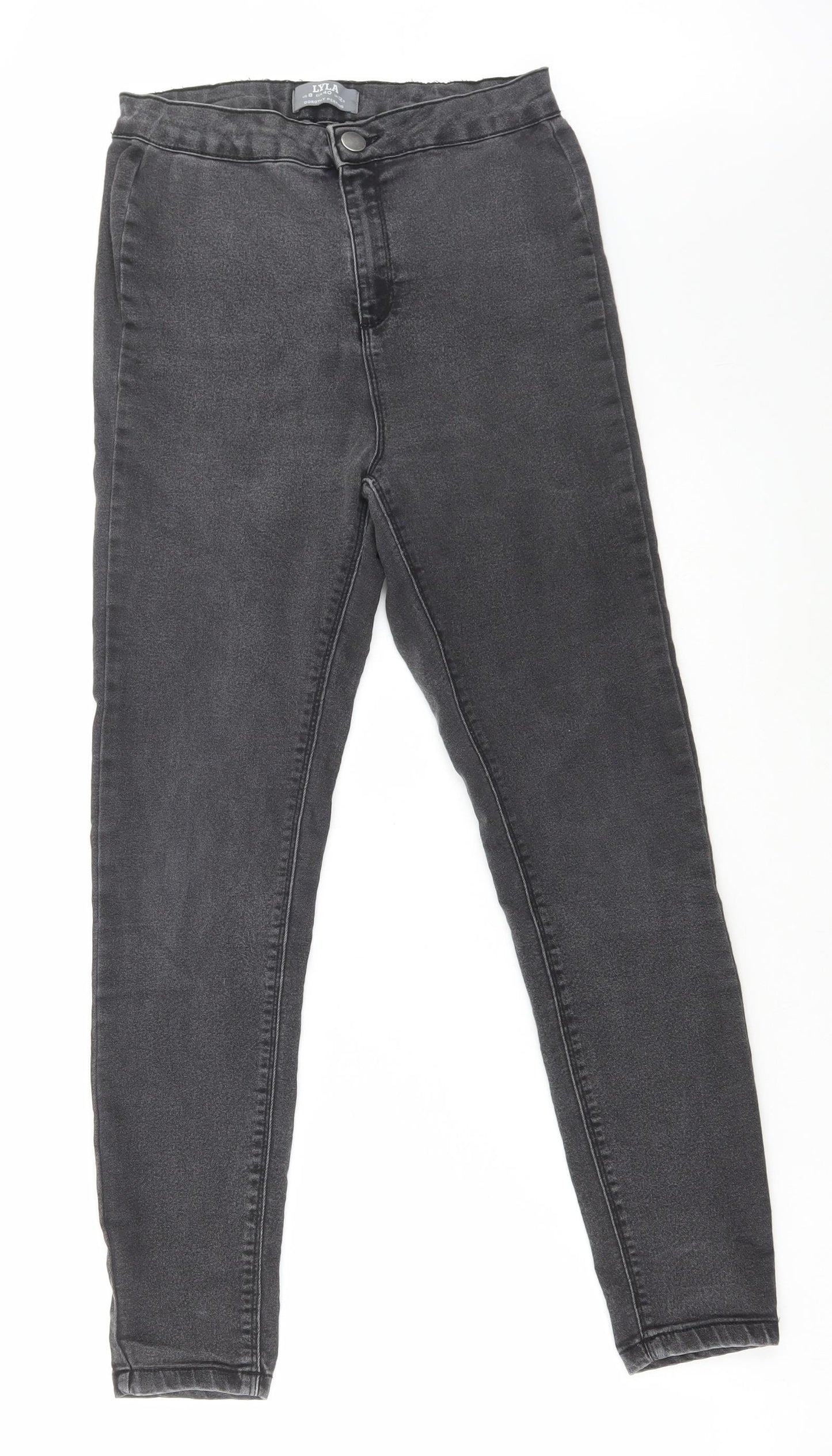 Dorothy Perkins Womens Grey Cotton Skinny Jeans Size 12 L27 in Regular Zip